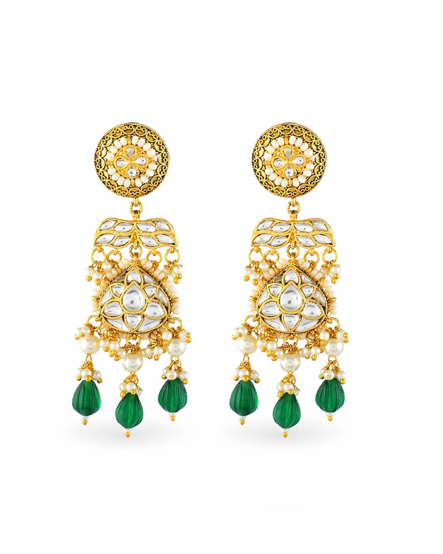 Royal Green Kundan Pearl Bridal Necklace Set, Indian Wedding Jewelry Set, Traditional Meenakari Choker with Earrings, Bridal Necklace