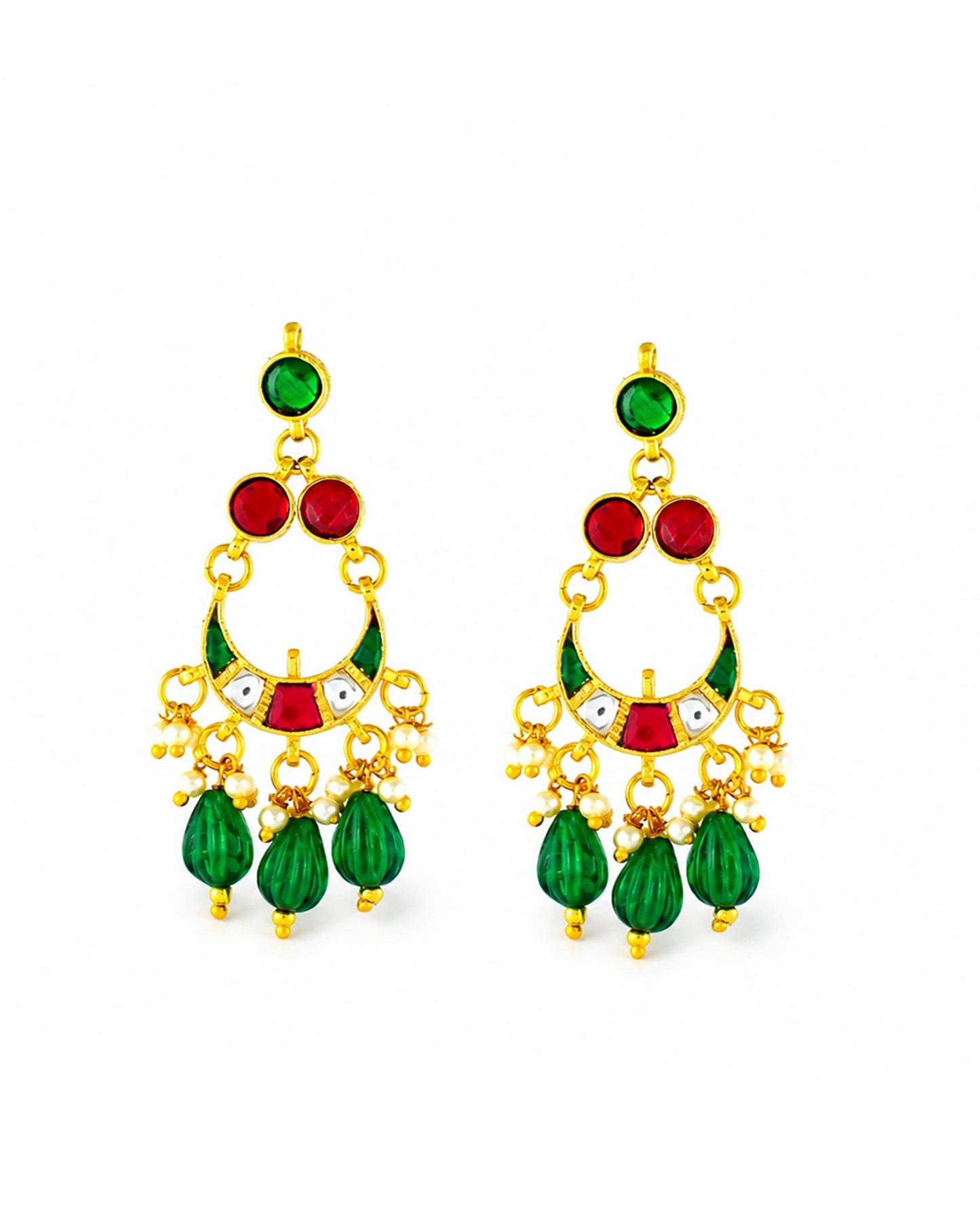 Kundan Pearl Choker Set, Indian Bridal Jewelry, Red Green Ethnic Choker, Traditional Wedding Necklace with Earrings, Navratri Jewelry