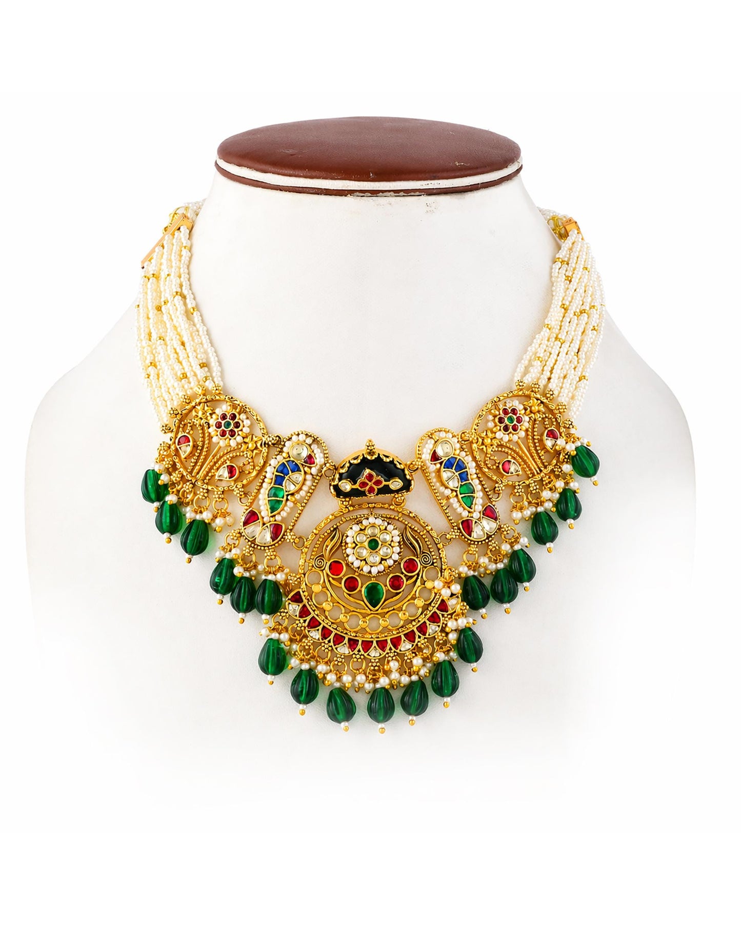 Elegant Pearl Beaded Choker Necklace Set Jewelry  Gold Plated Ethnic Bridal Jewelry Gift for her