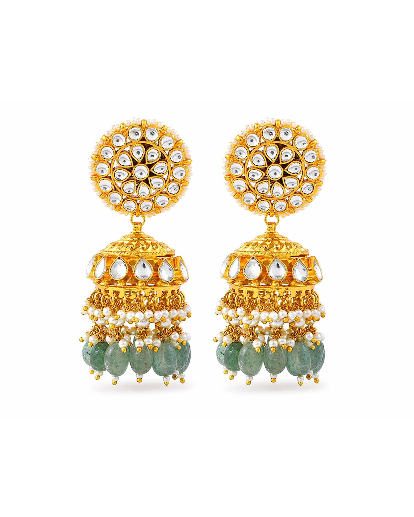 Kundan Choker Necklace Set Gold Plated Green Bead Bridal Jewelry, Indian Wedding Necklace Set with Jhumka Earrings, Ethnic Jewelry
