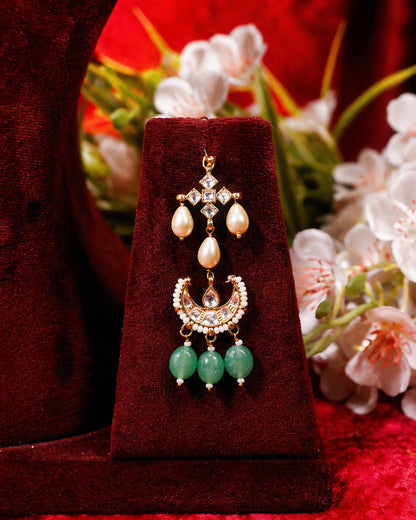 Pearl Choker Necklace Set, Indian Bridal Jewelry, Green Bead Choker, Ethnic Wedding Jewelry, Gold Plated Necklace Set