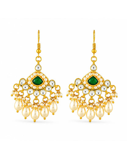 Kundan Pearl Necklace Set for Women, Indian Wedding Jewelry, Traditional Gold Plated Bridal Set
