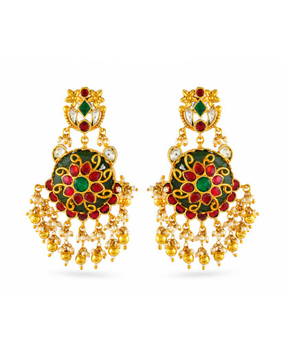 Kundan Meenakari Choker Necklace Set Earrings, Indian Bridal Jewelry, Pearl Gold Choker, Traditional Wedding Jewelry, Ethnic Festive Set