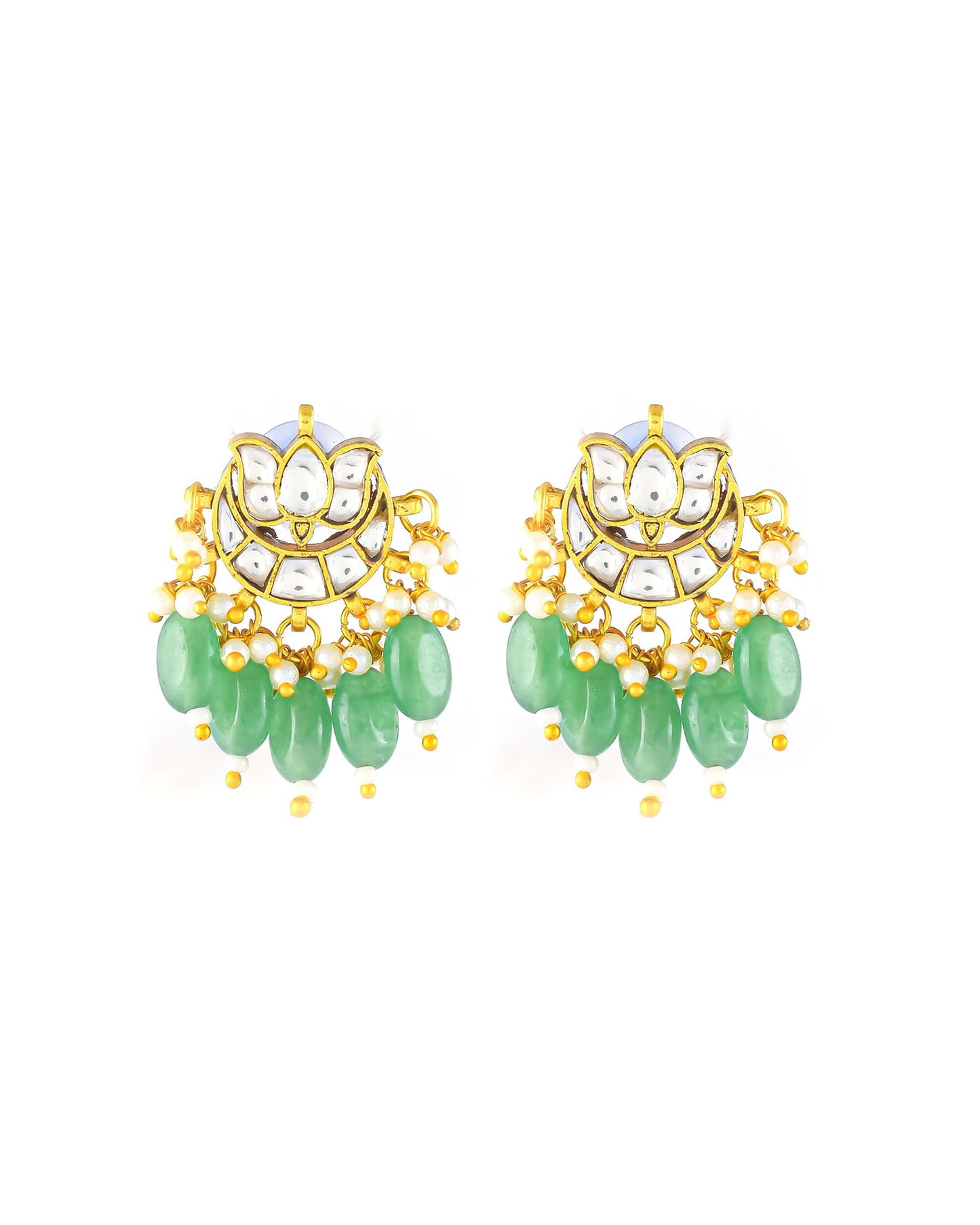 Green Kundan Bridal Necklace Set, Multi Layer Pearl Indian Wedding Jewelry, Gold Statement Necklace Earrings, Traditional Bridal Jewelry Set