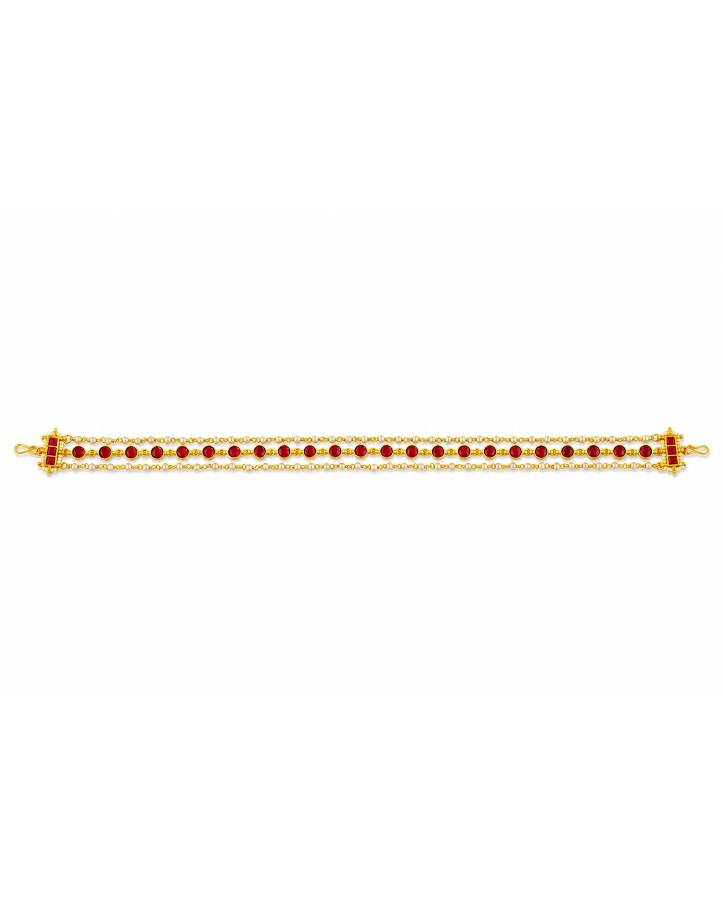 Kundan Sheeshpatti Bridal Matha Patti with Red Stones & Pearls | Traditional Indian Head Jewelry | Wedding Maang Tikka Hair Accessory