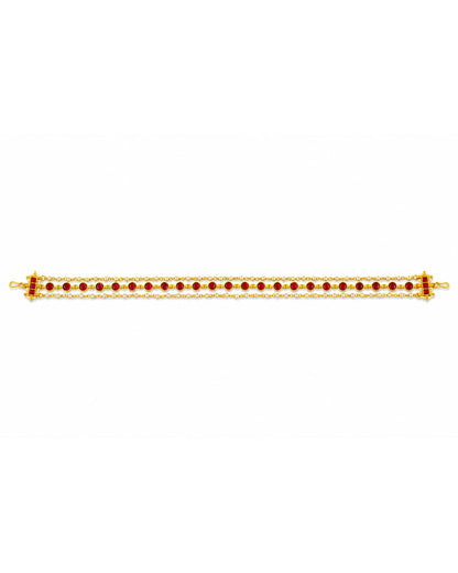 Kundan Sheeshpatti Bridal Matha Patti with Red Stones & Pearls | Traditional Indian Head Jewelry | Wedding Maang Tikka Hair Accessory