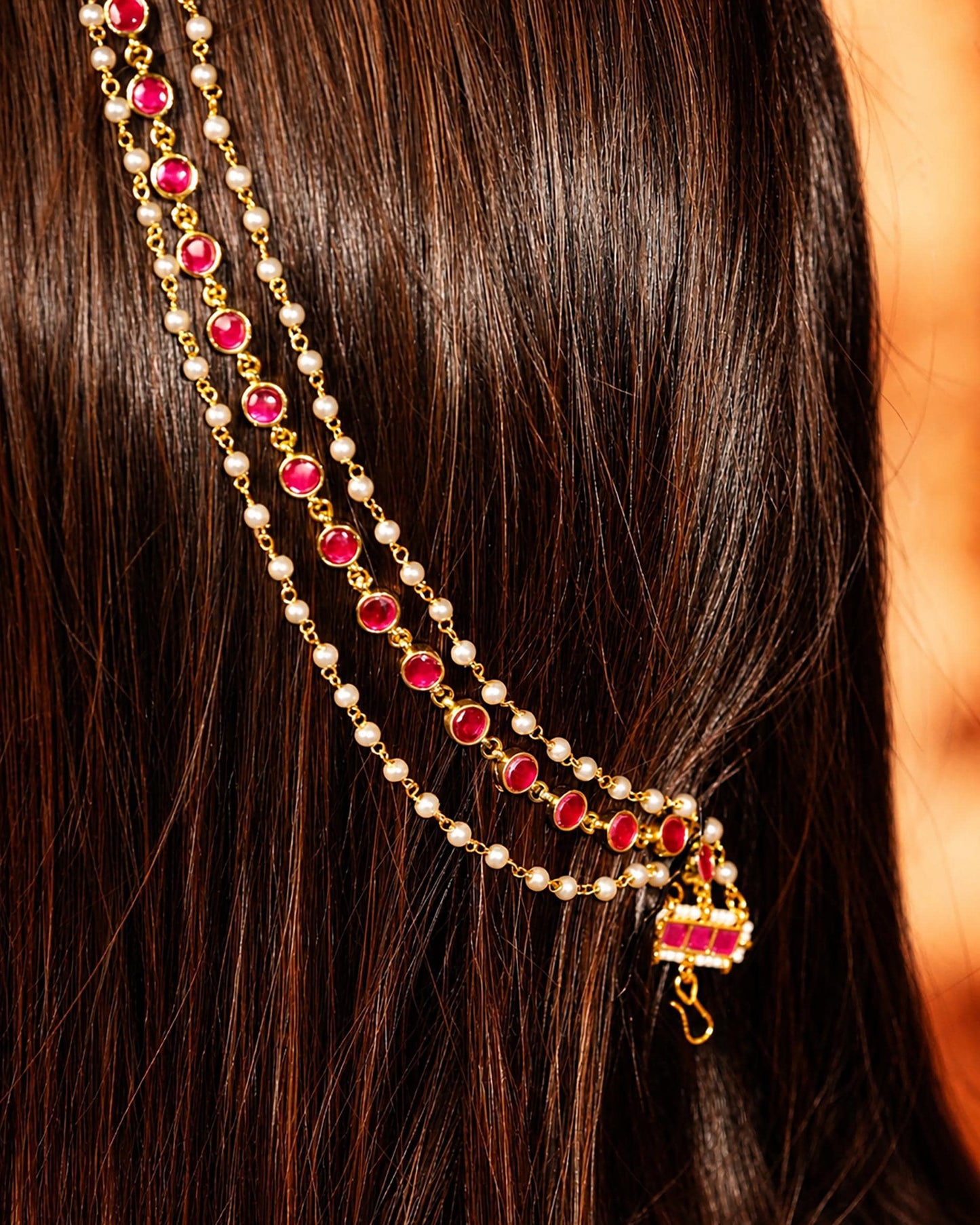 Kundan Sheeshpatti Bridal Matha Patti with Red Stones & Pearls | Traditional Indian Head Jewelry | Wedding Maang Tikka Hair Accessory