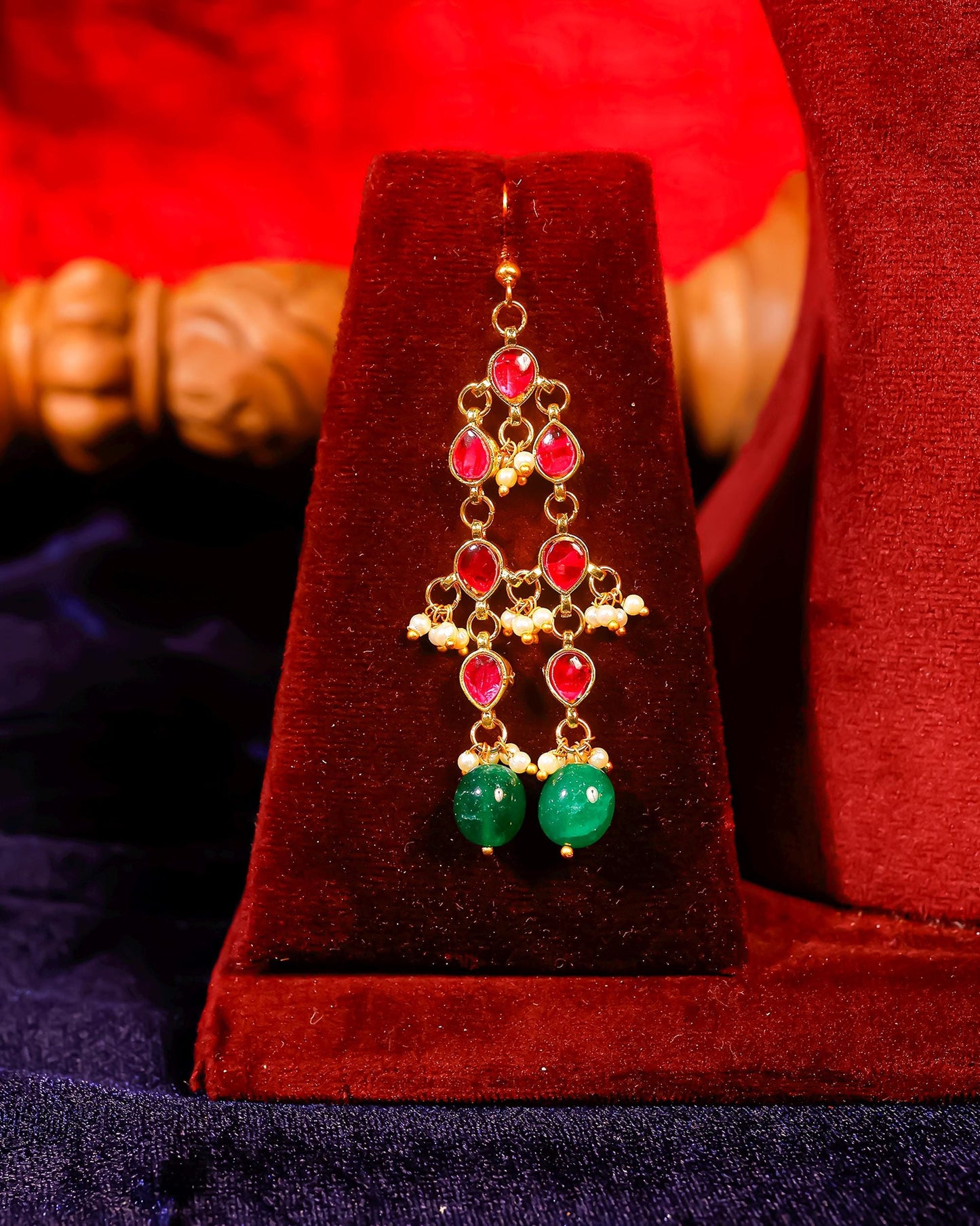 Bridal Choker Necklace Set, Green Bead Kundan Jewelry, Gold Tone Statement Necklace, Pink Stone Ethnic Jewelry, Wedding Jewelry Set