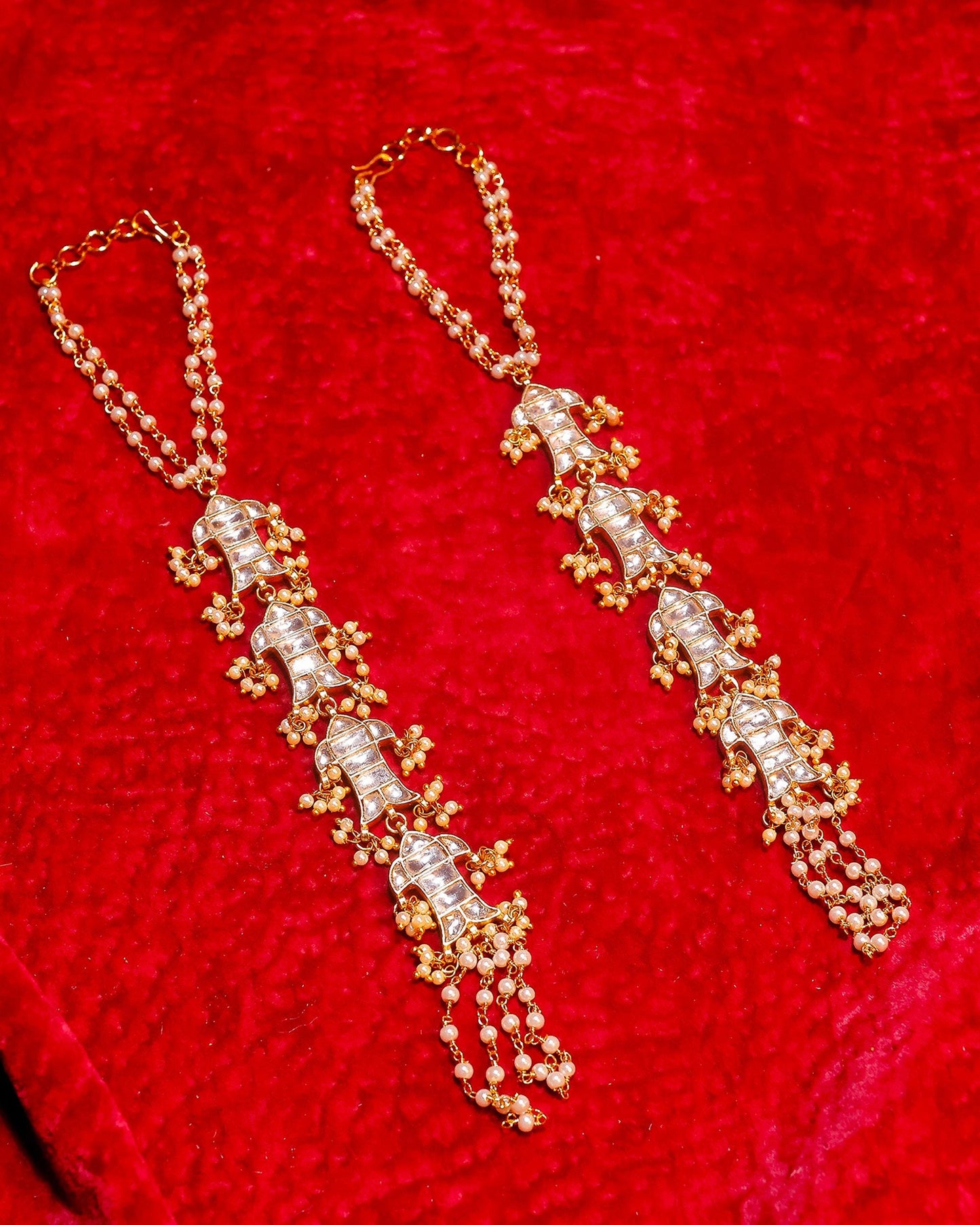 Kundan Pearl Hand Harness Bracelet for Women, Bridal Hathphool Jewelry, Indian Wedding Hand Chain, Gold Plated Hand Accessory, Hand Jewelry