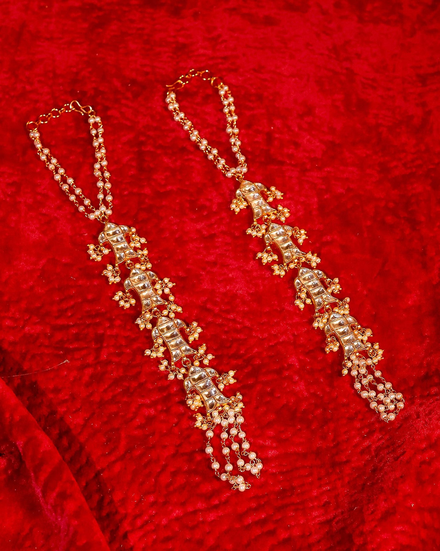 Kundan Pearl Hand Harness Bracelet for Women, Bridal Hathphool Jewelry, Indian Wedding Hand Chain, Gold Plated Hand Accessory, Hand Jewelry