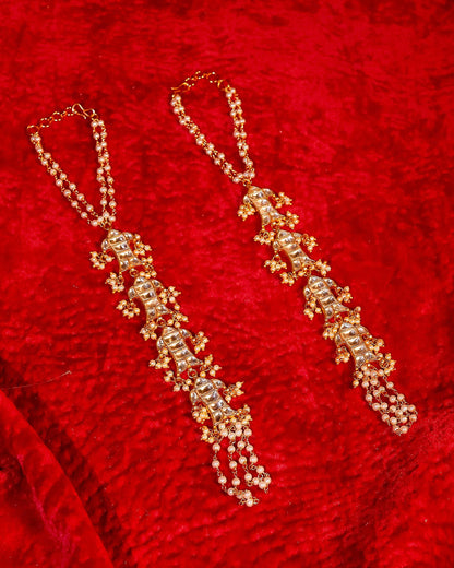 Kundan Pearl Hand Harness Bracelet for Women, Bridal Hathphool Jewelry, Indian Wedding Hand Chain, Gold Plated Hand Accessory, Hand Jewelry