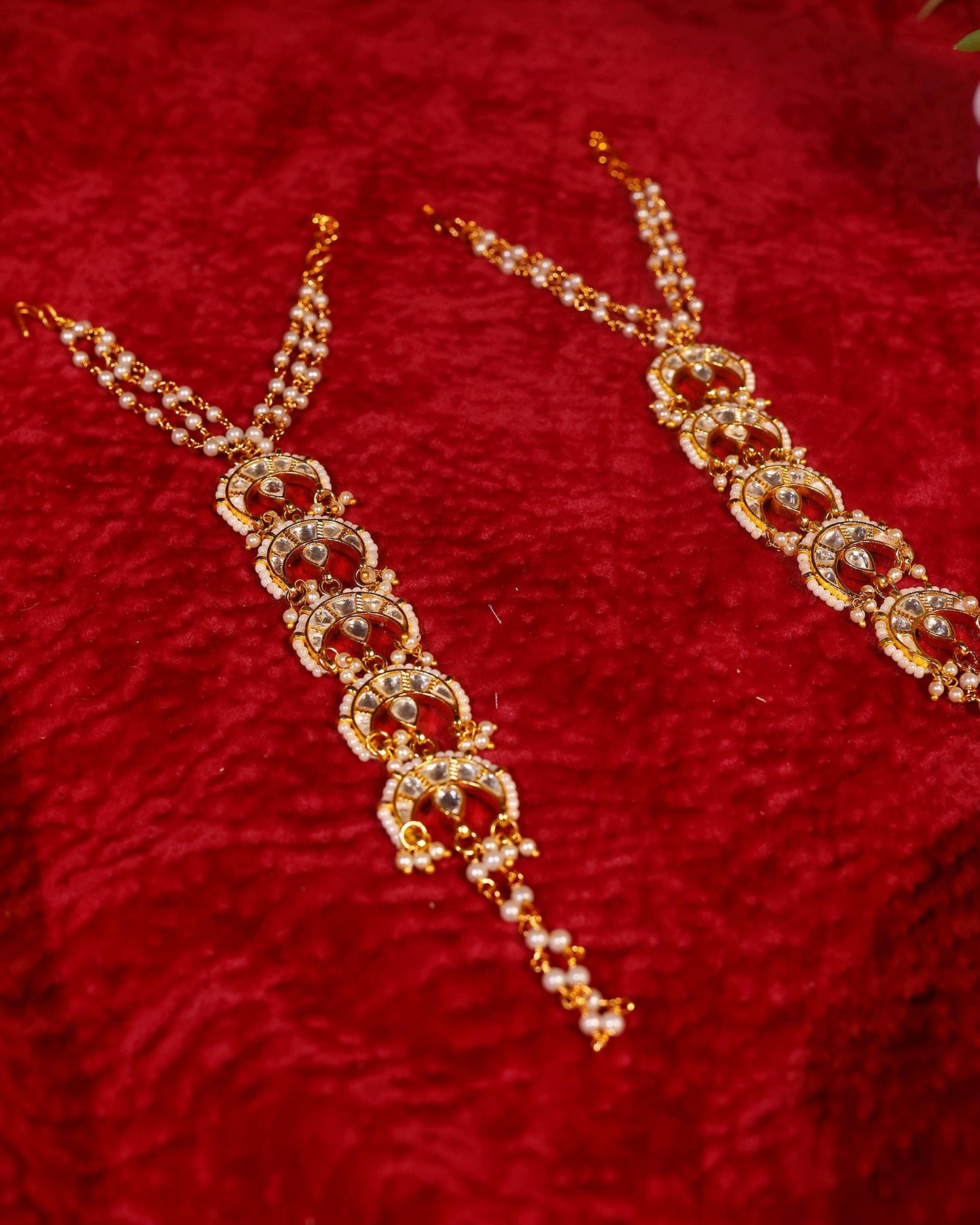 Kundan Pearl Hathphool Hand Harness, Bridal Hand Chain Jewelry, Indian Wedding Hand Bracelet, Gold Hand Accessory for Women