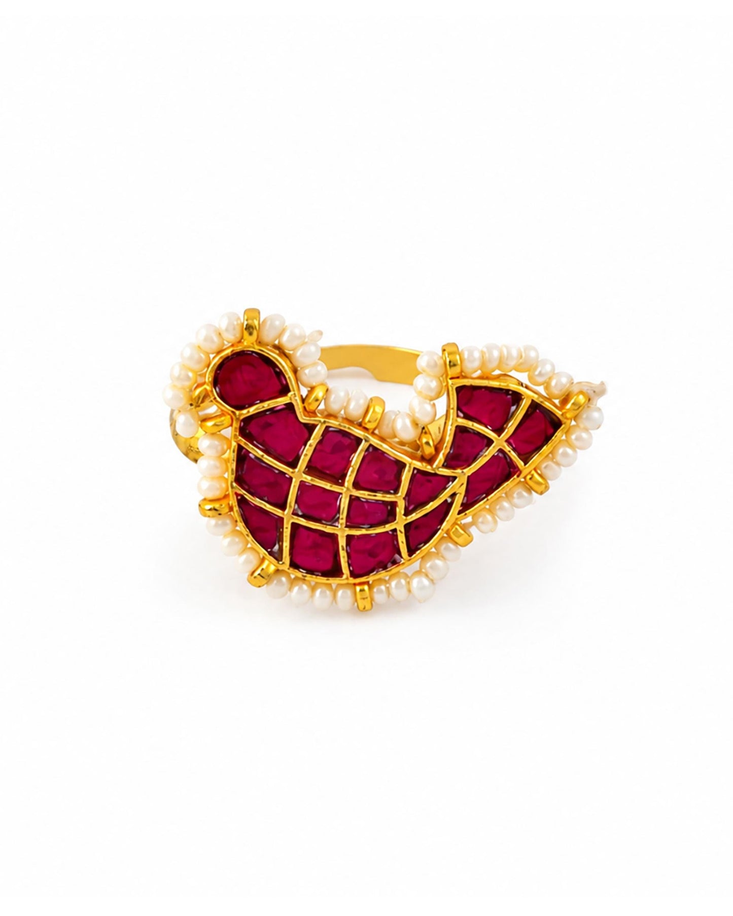 Traditional Kundan Pearl Ring, Ethnic Indian Adjustable Ring, Festive Wedding Jewelry