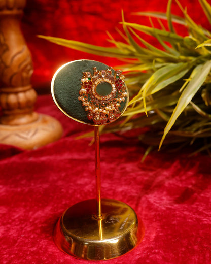 Traditional Kundan Adjustable Ring, Indian Bridal Statement Ring, Gold Plated Pearl Ethnic Cocktail Jewelry, Handmade Festive Ring