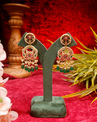 Jadau Kundan Polki Earrings, Gold Plated Bridal Earrings, Long Pearl Tassel Earrings, Indian Wedding Jewelry, Statement Ethnic Earrings