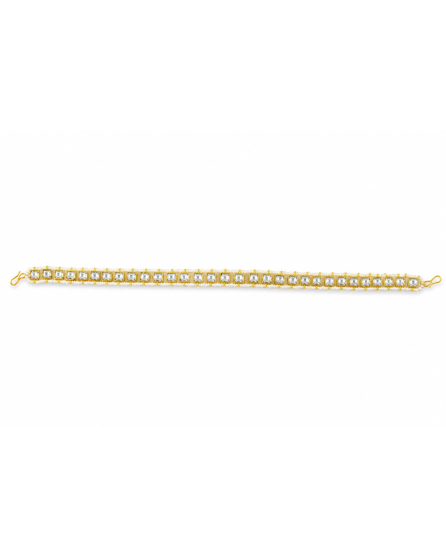 Handmade Gold-Plated Kundan Pearl Bridal Sheeshpatti Maang Tikka Headpiece Jewelry For Wife