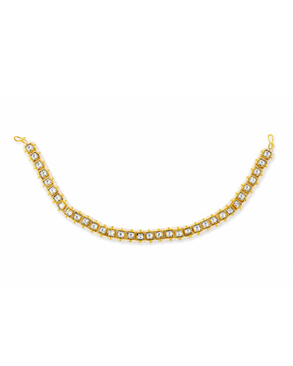 Handmade Gold-Plated Kundan Pearl Bridal Sheeshpatti Maang Tikka Headpiece Jewelry For Wife
