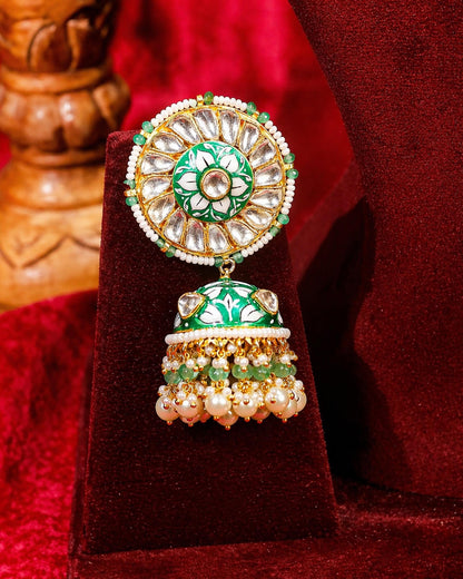 Royal Kundan Polki Bridal Necklace Earrings Set with Green Beads & Maang Tikka  Traditional Indian Wedding Jewelry