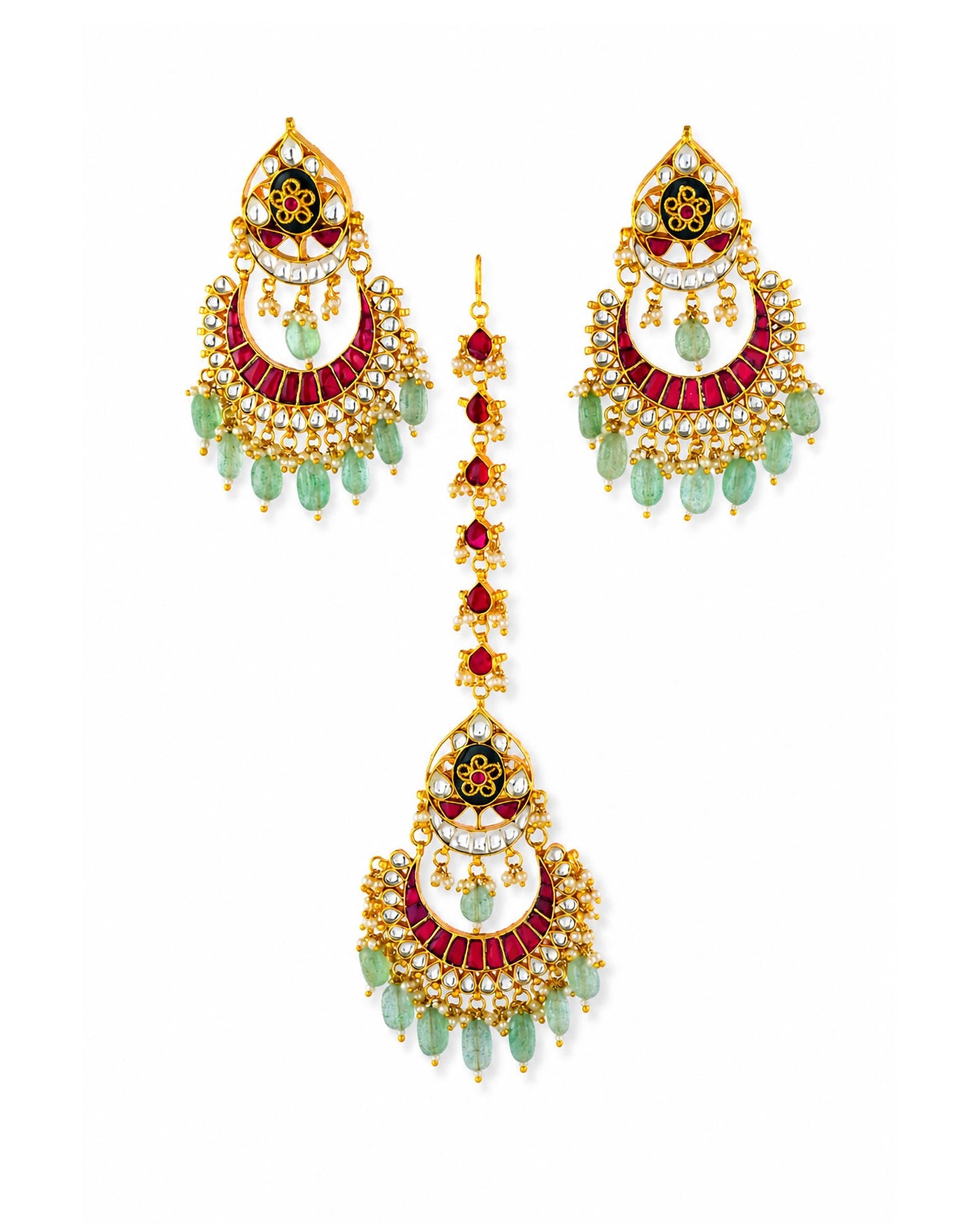 Meenakari Kundan Bridal Choker Set with Earrings & Maang Tikka  Designer Wedding Jewelry