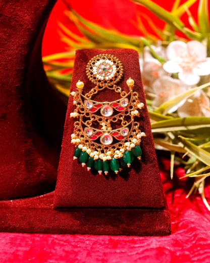 Bridal Kundan Choker Necklace Set with Earrings, Green Beads Polki Jewelry, Indian Wedding Gold Choker, Traditional Ethnic Bridal Jewelry
