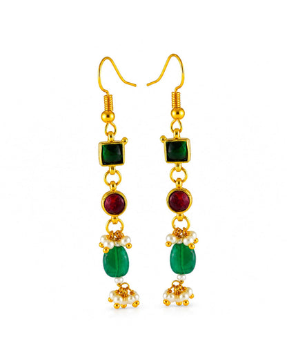 Traditional Kundan Choker Necklace Set with Earrings, Red Green Bridal Jewelry Set, Indian Wedding Necklace, Gold Statement Choker