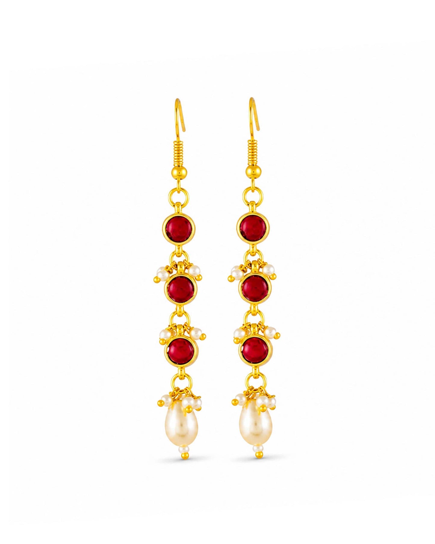 Red Stone Gold Necklace, Indian Bridal Necklace, Kundan Style Pearl Drop Necklace, Wedding Jewelry, Traditional Statement Choker