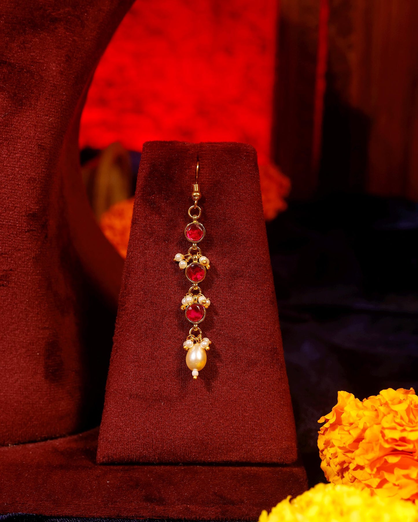 Red Stone Gold Necklace, Indian Bridal Necklace, Kundan Style Pearl Drop Necklace, Wedding Jewelry, Traditional Statement Choker