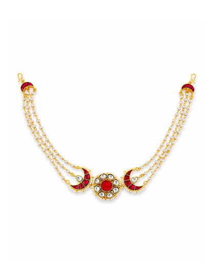 Kundan Sheeshpatti Matha Patti with Pearls, Bridal Head Jewelry, Indian Wedding Headpiece Jewelry