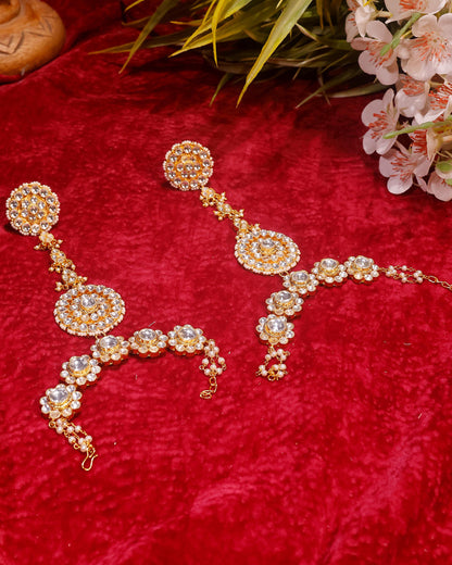 Kundan Hathphool Hand Harness Bracelet for Women, Bridal Hand Chain Jewelry, Indian Wedding Hand Accessory, Gold Plated Hand Jewelry