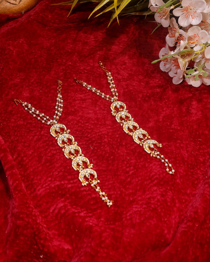 Kundan Pearl Hathphool Hand Harness, Bridal Hand Chain Jewelry, Indian Wedding Hand Bracelet, Gold Hand Accessory for Women