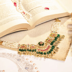 Traditional Jadau Kundan Green Bridal Choker Set for Weddings (TGJ-2018)