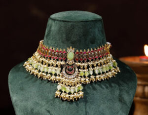 Multi colour Gold Plated Kundan Choker