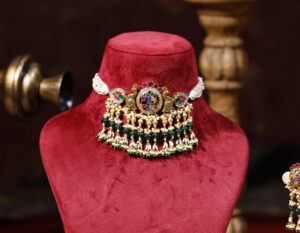 Multi colour Gold Plated Kundan Choker