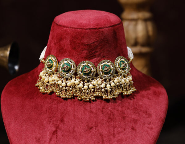 Multi colour Gold Plated Kundan Choker
