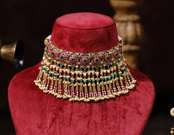 Multi colour Gold Plated Kundan Choker