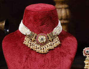 White colour Gold Plated Kundan Choker