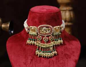 Multi colour Gold Plated Kundan Choker