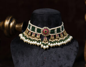 Multi colour Gold Plated Kundan Choker
