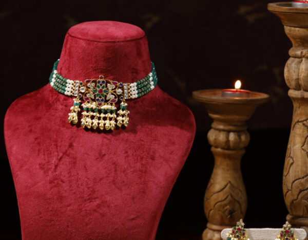 Multi colour Gold Plated Kundan Choker