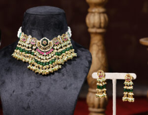 Multi colour Gold Plated Kundan Choker