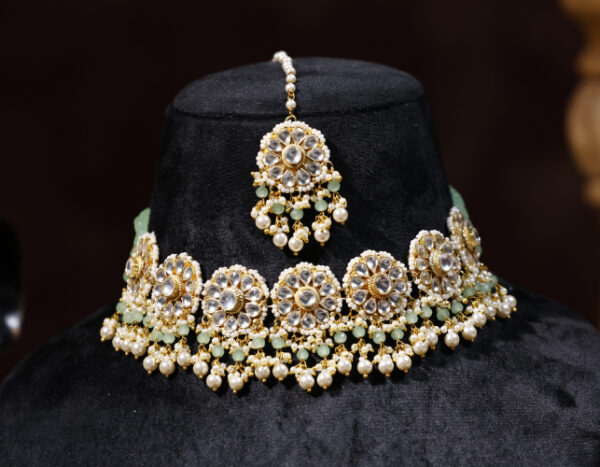 White colour Gold Plated Kundan Choker