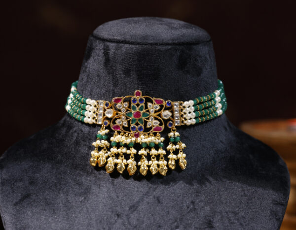 Multi colour Gold Plated Kundan Choker