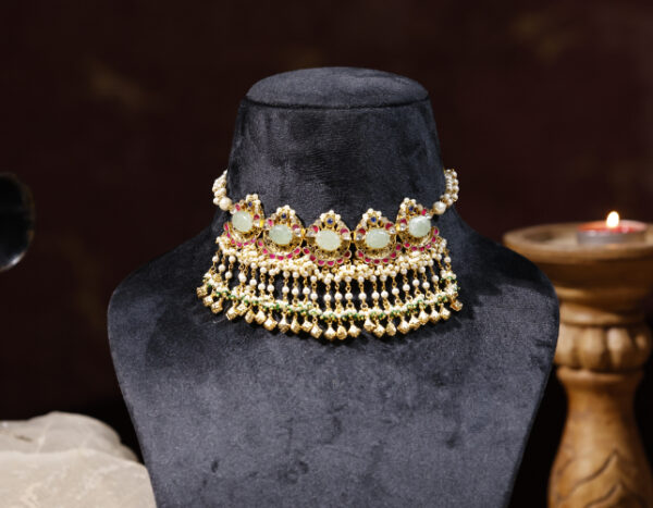 Multi colour Gold Plated Kundan Choker