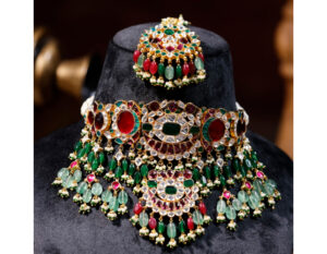 Multi colour Gold Plated Kundan Choker