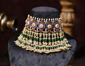 Multi colour Gold Plated Kundan Choker